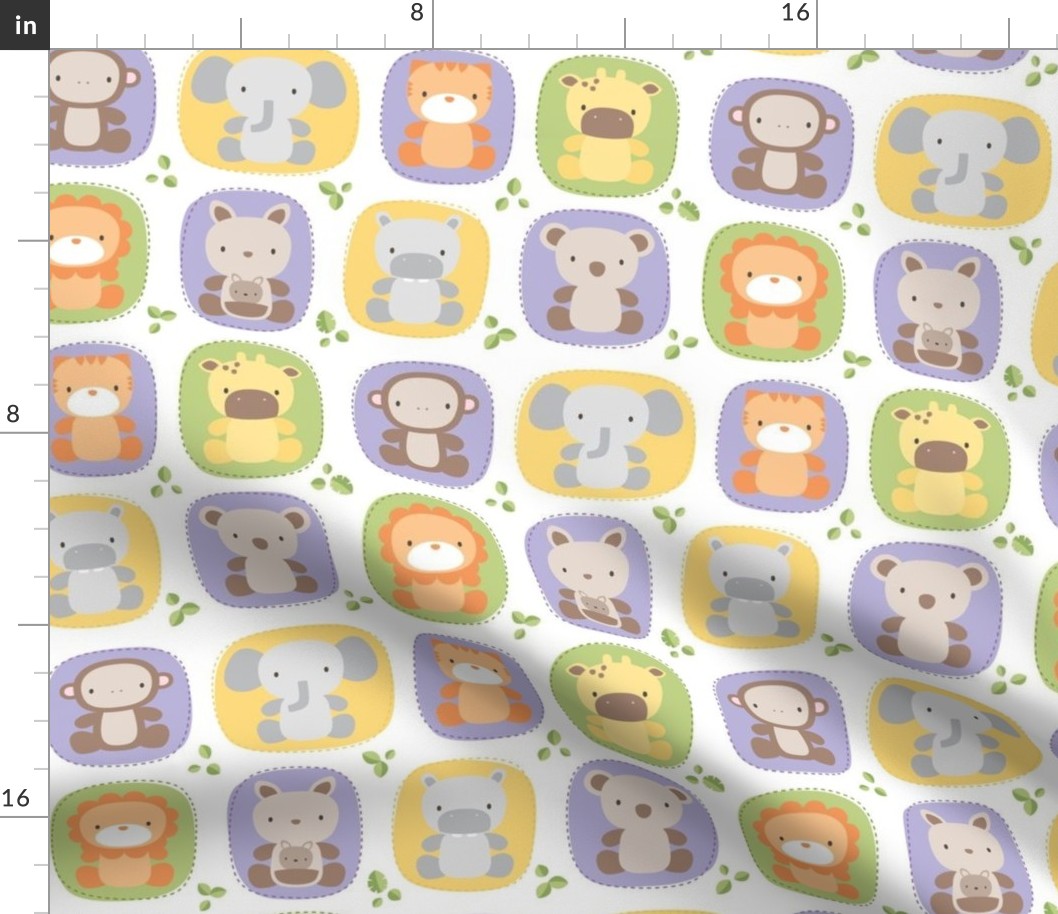 animal babies purples - jungle baby lions tigers monkeys elephants giraffes kangaroos hippos koalas - nursery decor pattern boys girls