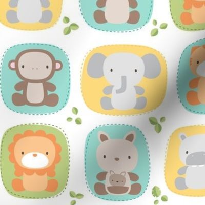 animal babies teals - jungle baby lions tigers monkeys elephants giraffes kangaroos hippos koalas - nursery decor pattern boys girls