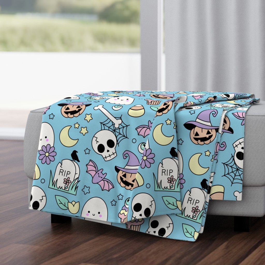 Cheerful Kawaii Halloween Mix on Blue