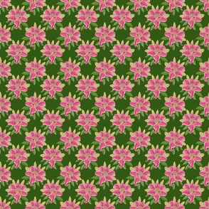 Vintage stargazer lily on green 3x3