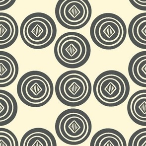 CIRCLES LIGHT PALE YELLOW AND SLATE GRAY 2 INCH 