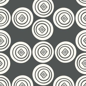 CIRCLES SLATE GRAY AND OFF-WHITE 2 INCH