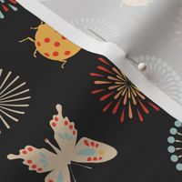 Ladybugs, Butterflies and Fireworks in Black Large