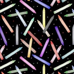 Crayons and Stars on Black