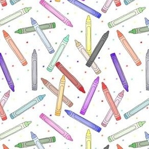Crayons and Stars on White