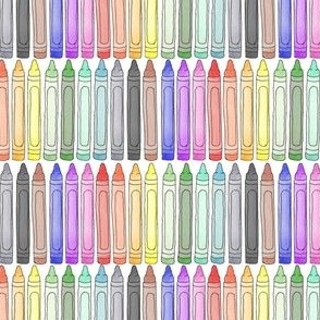 Crayons in a Row on White