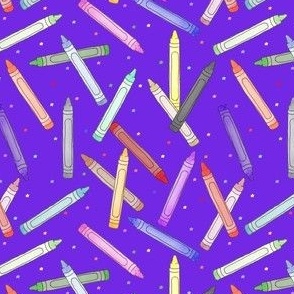 Crayons and Stars on Purple