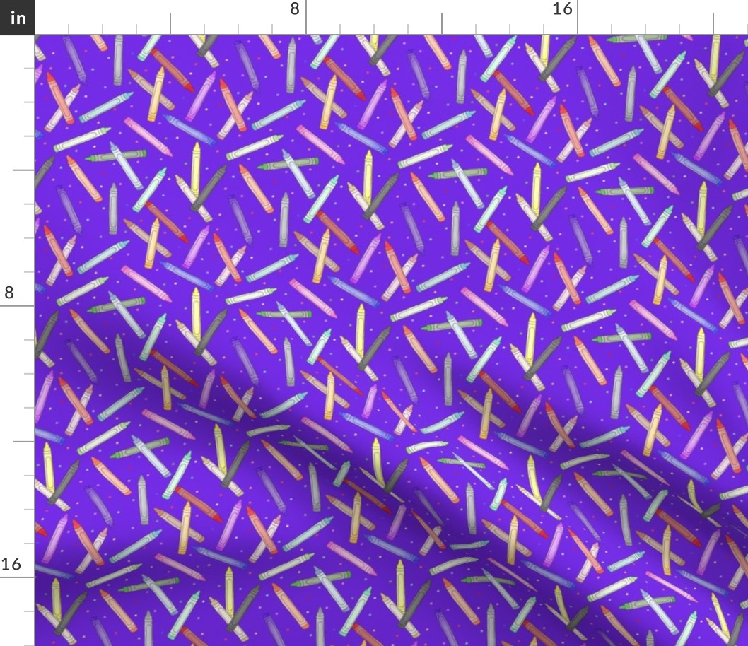 Crayons and Stars on Purple