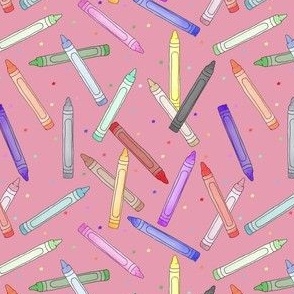 Crayons and Stars on pink