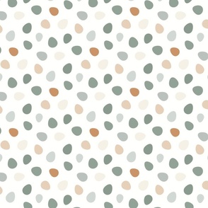 Easter eggs polka dots style_solid colors_ warm neutrals and sage green_ small scale