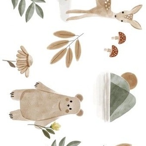 woodland fawn and bear rotated
