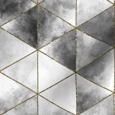 Grey Marble Triangles (gold glitter trim)