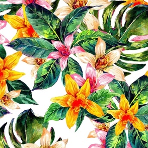 Tropical Watercolor Floral Large