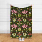 art deco bugs // green // large scale