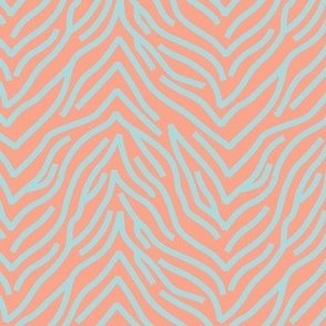 The minimalist geometric zebra  wild animal stripes abstract strokes design light blue peach coral