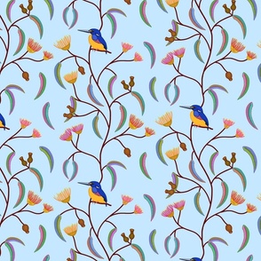 Chateau Chinoiserie (Azure Kingfisher) #2 - pastel blue, medium to large 