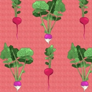 Radish and Turnip on Pink Linen Look