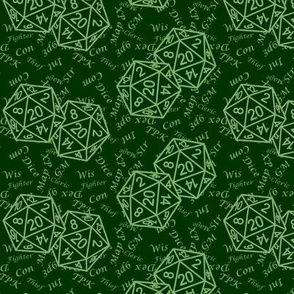 2 d20 Green RPG Dice by Shari Lynn's Stitches