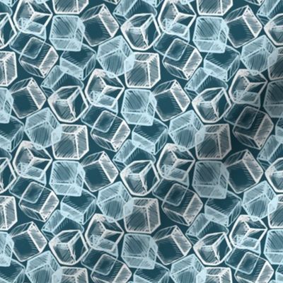 Chilly Ice Cubes - dark teal, ice blue, white 