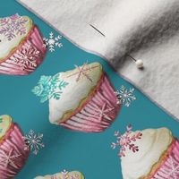  Snowflake fabric and wallpaper or décor in teal, sea glass and white, ideal for Christmas projects