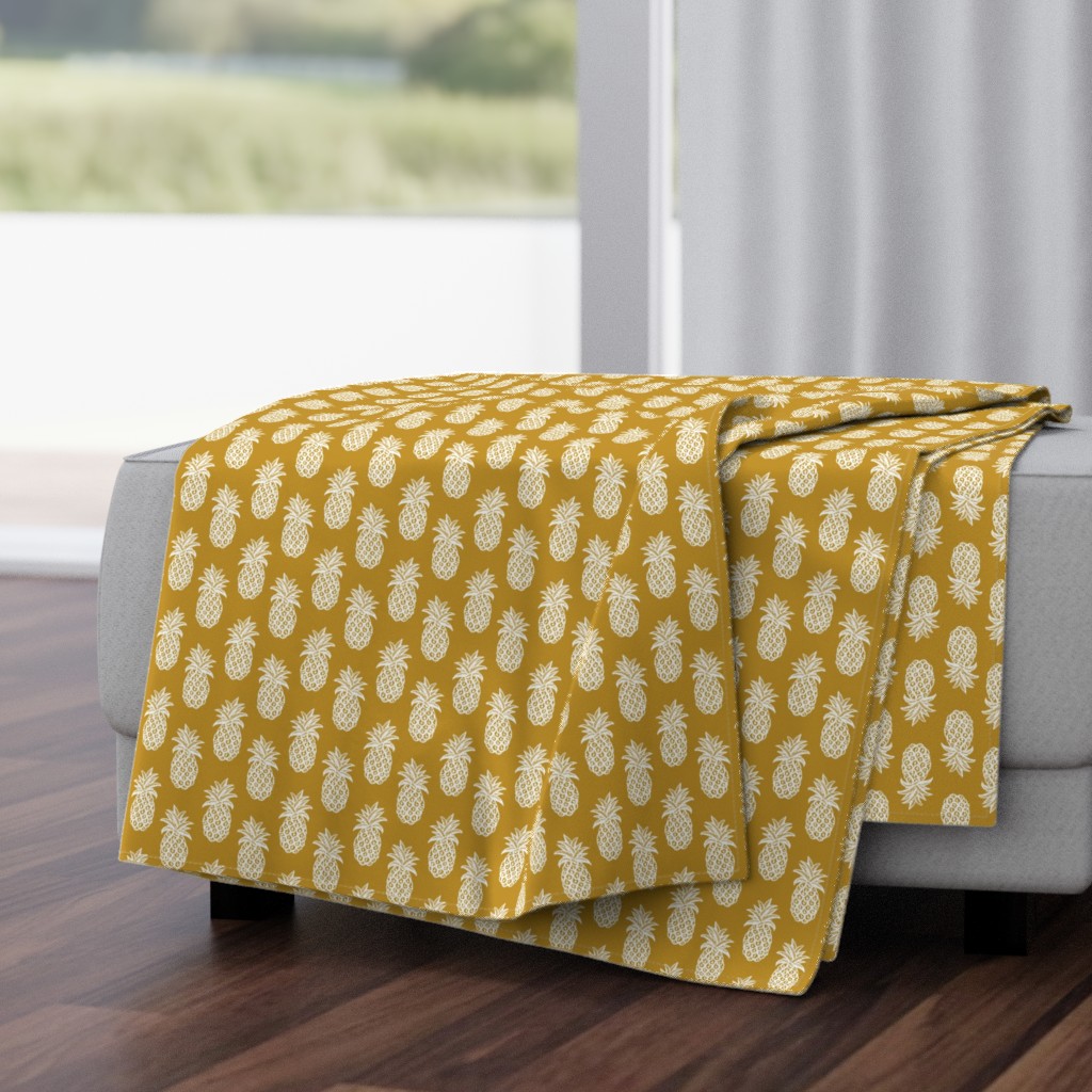  Pineapple fabric and wallpaper mustard yellow and white