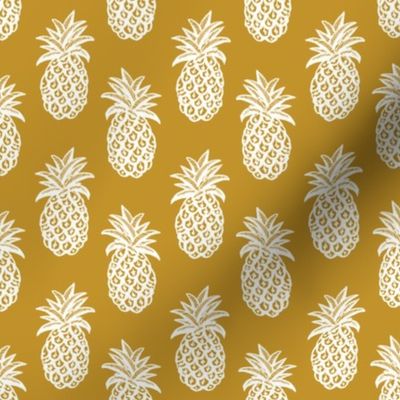  Pineapple fabric and wallpaper mustard yellow and white