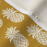  Pineapple fabric and wallpaper mustard yellow and white