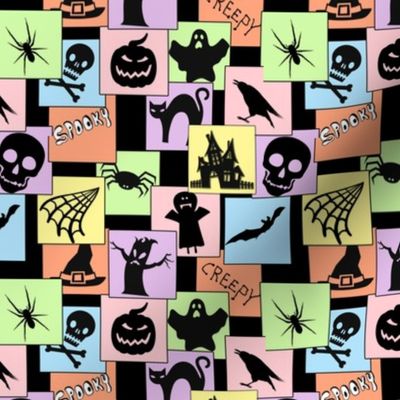 Pastel Silhouette Halloween Squares