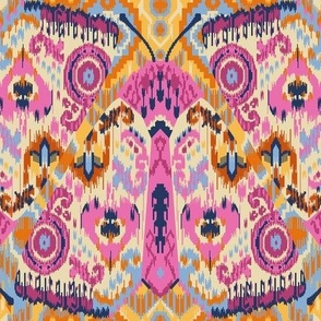 Ikat Luna Moth Retro Pink