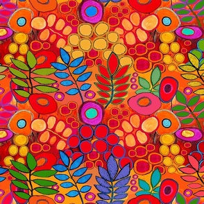 Contemporary Flowers - Red Yellow Orange Blue