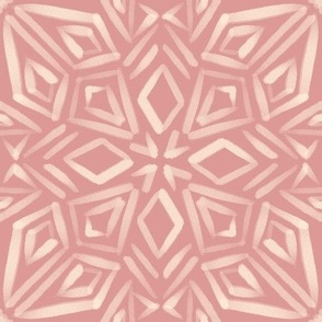 Geometric cream mandala on dusty pink