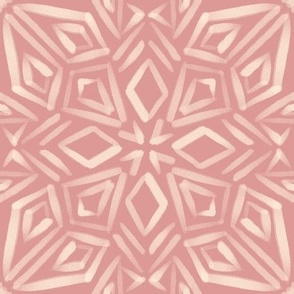 Geometric cream mandala on dusty pink