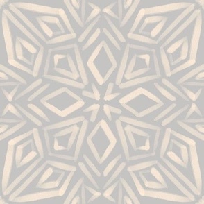 Geometric cream mandala on light grey 