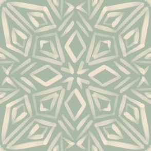Geometric cream mandala on light green