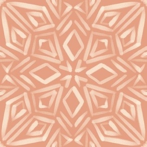 Geometric cream mandala on orange 