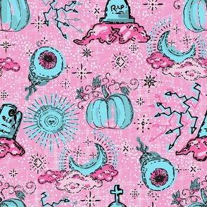 Halloween Sweetest graveyard pastel pink Large scale