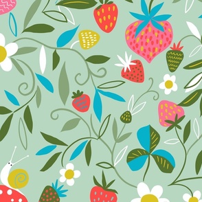 strawberries and mushrooms mint // large scale