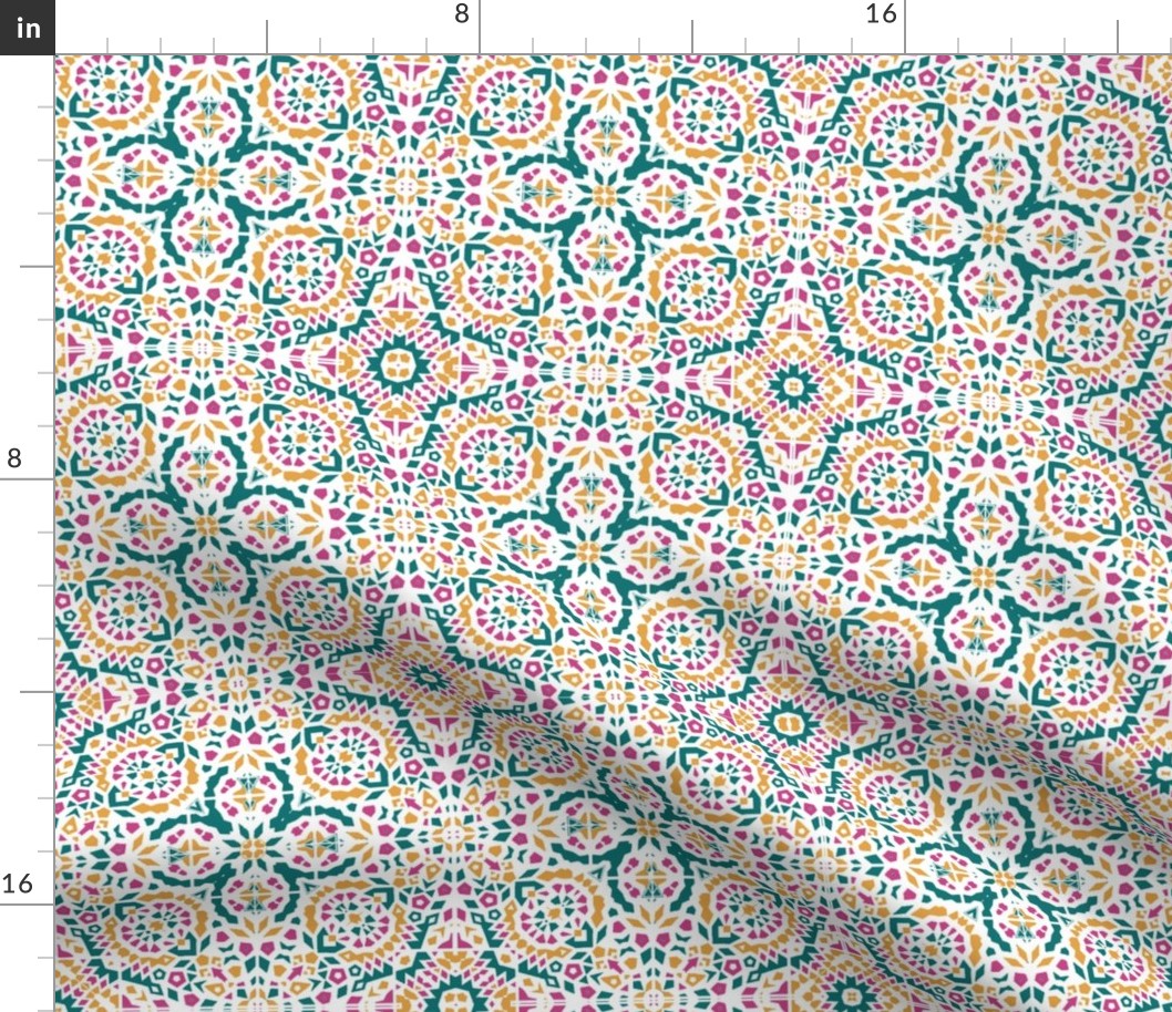 Mosaic Marrakesh Mini Bohemian teal, Fabric | Spoonflower