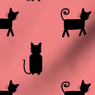 Black cats on pink