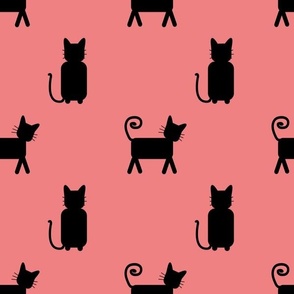 Black cats on pink