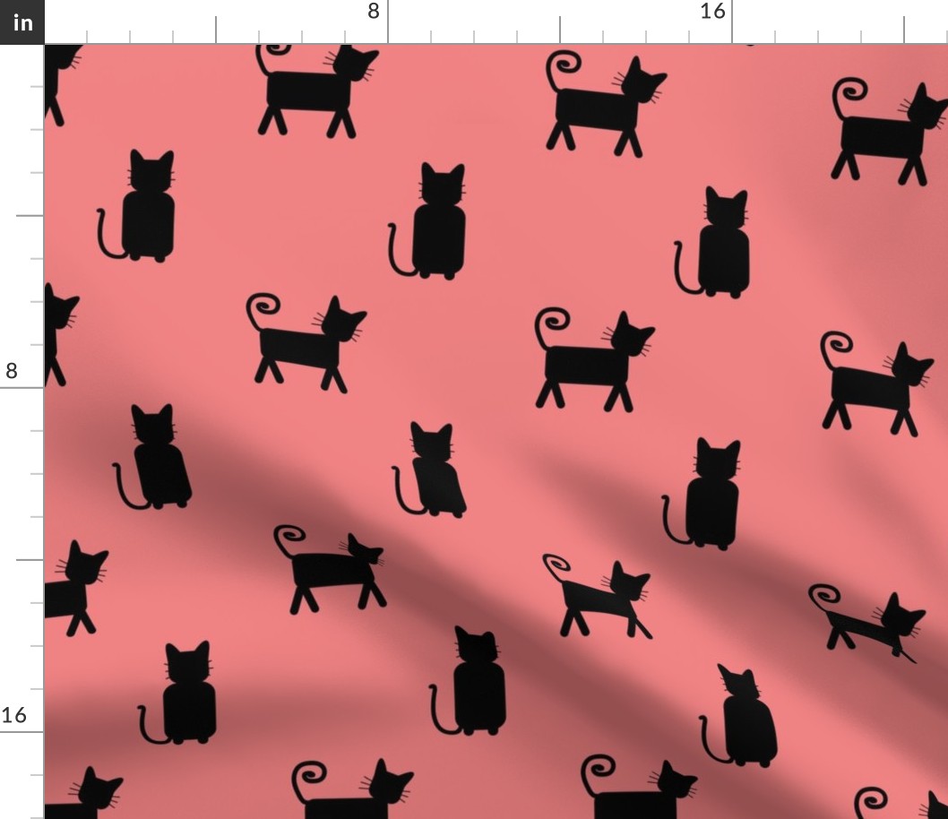 Black cats on pink
