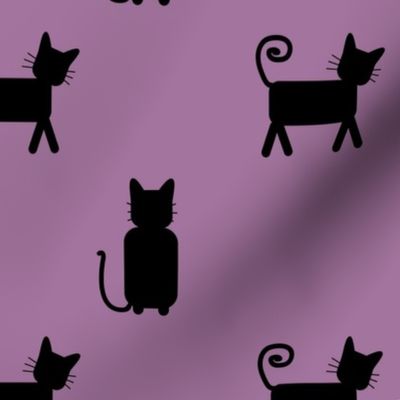 Black cats on purple