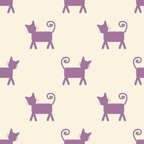 Purple cats on creme