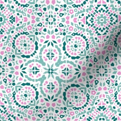 Moroccan tile Bohemian teal and pink
