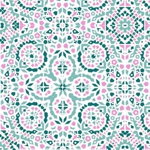 Moroccan tile Bohemian teal and pink