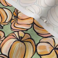 Tossed Pumpkins in Pastel Chalk - apricot and sage, small