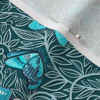 Butterfly Art Nouveau in Turquoise and Teal - small print