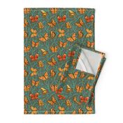 Butterfly Art Nouveau in Retro Orange and Teal - small print