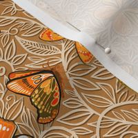 Butterfly Art Nouveau in Apricot and Caramel - small print