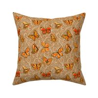 Butterfly Art Nouveau in Apricot and Caramel - small print